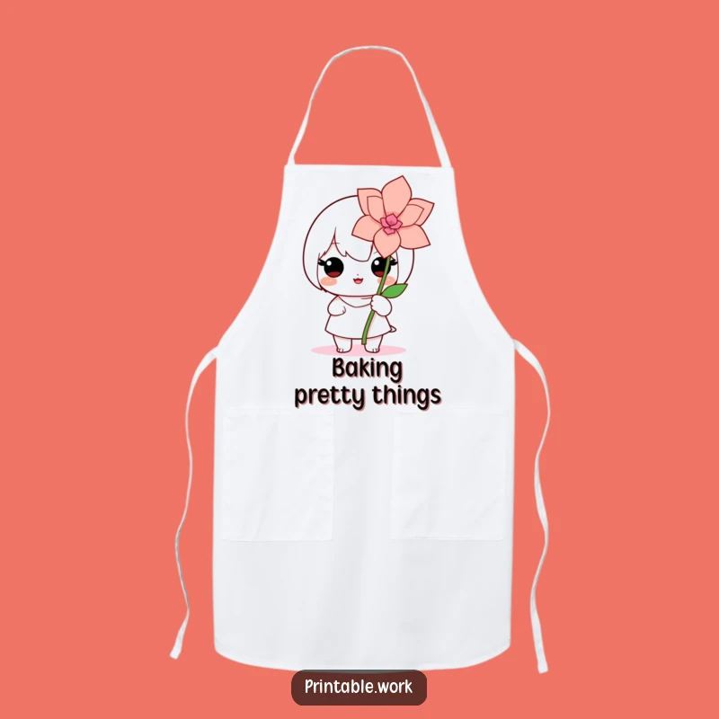 Kawaii Flower Maker Apron - Proud Crafter, Kitchen Art Cute Gift!