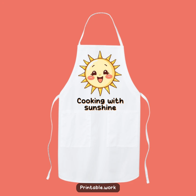 Funny Sun-Drawing Character Apron: Cook and Create with Sunny Determination