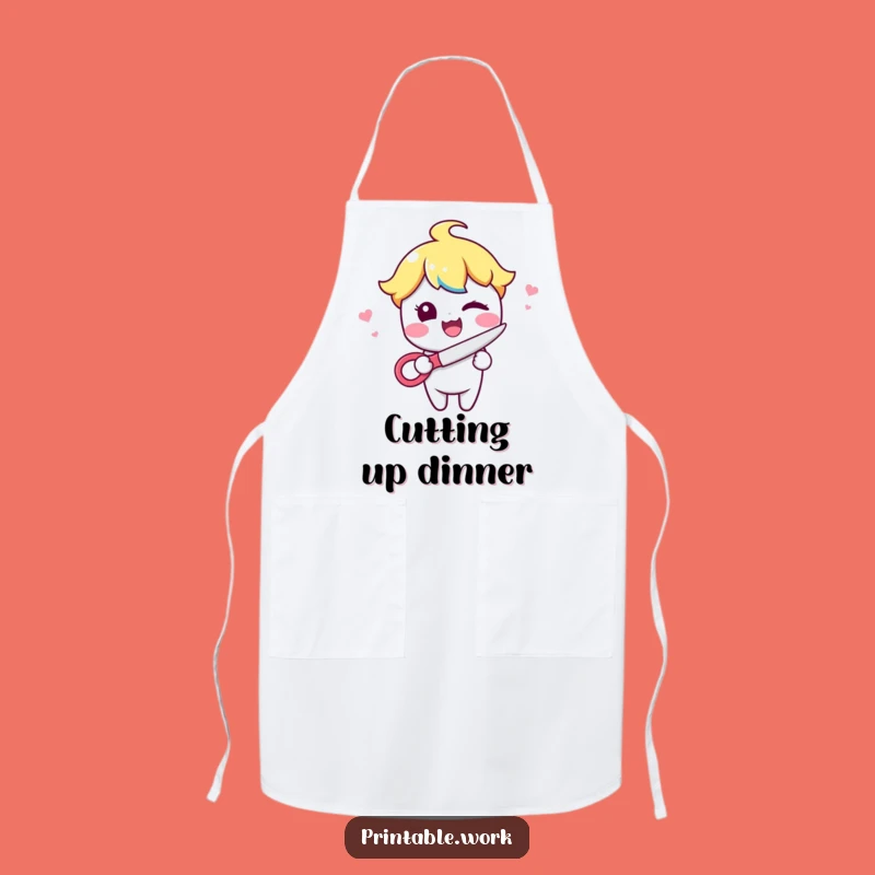 Funny Kawaii Wink & Snip Apron - Cut Through Your Tasks Fun!