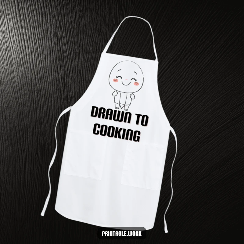 Funny smiling pencil character apron, cheerfully drawing a wobbly line, perfect for protecting clothes during art creation.