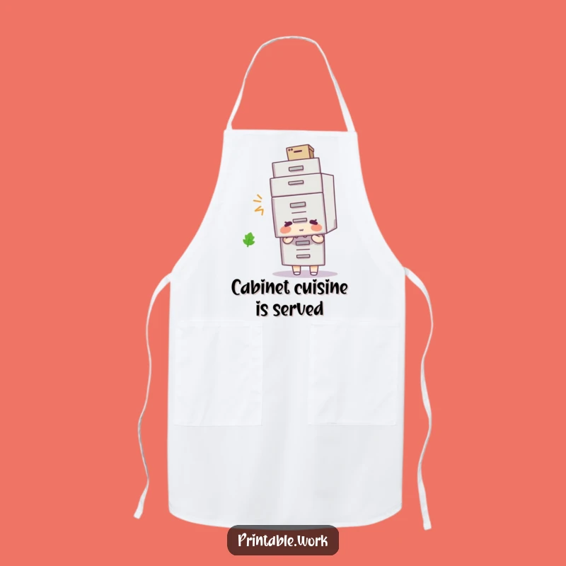 Funny Filing Cabinet Hat Apron: Office Humor Kitchen Wear, Hilarious Chef Gift