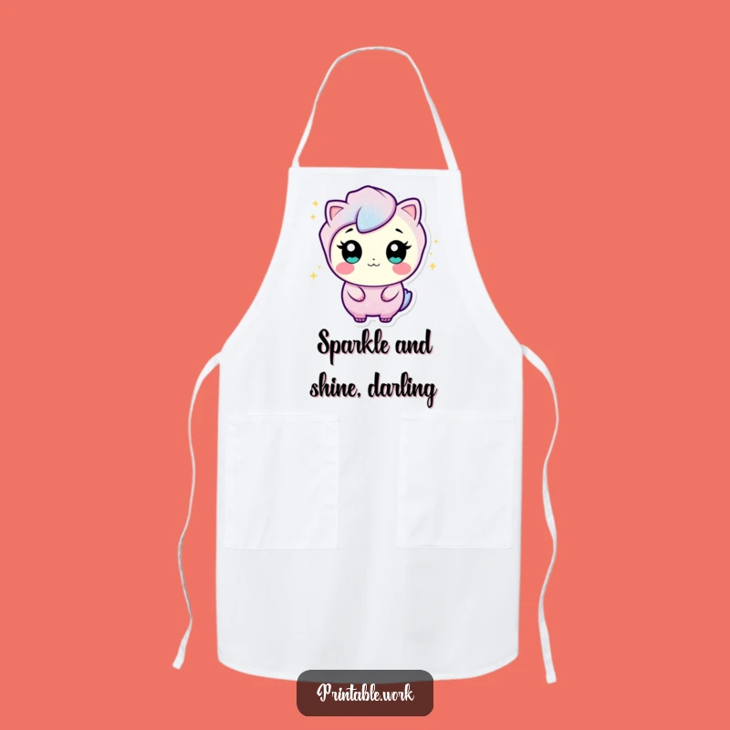 Funny Glitter Character Apron: Sparkle in the Kitchen with Hilarious Flair!