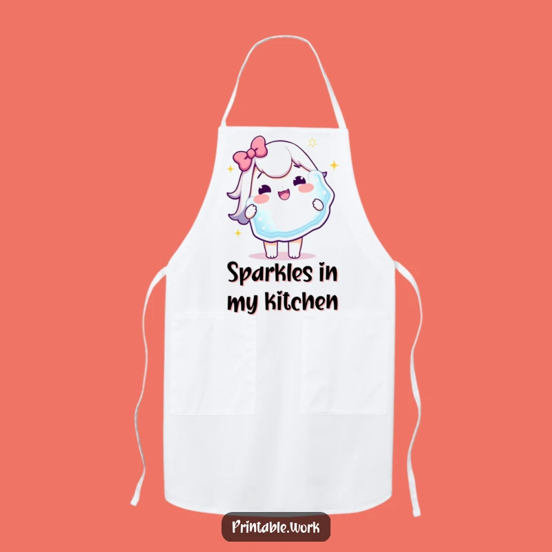 Funny Kawaii Apron: Sparkly Sticker Chef, Cook with Joy Funny Gift!