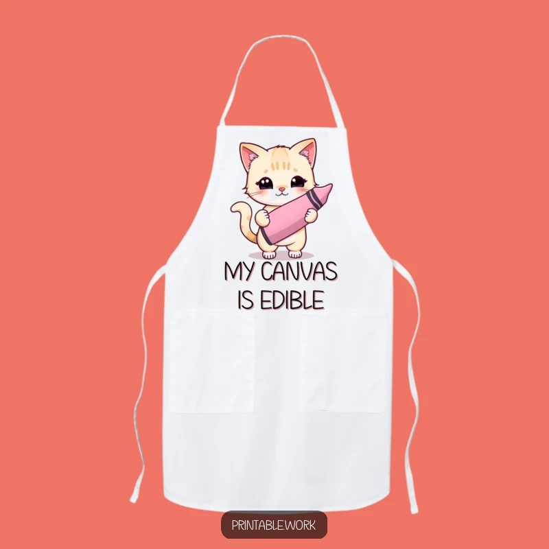 Funny Kawaii Cat Crayon Artist Apron: Mess-Proof Your Art with Humor