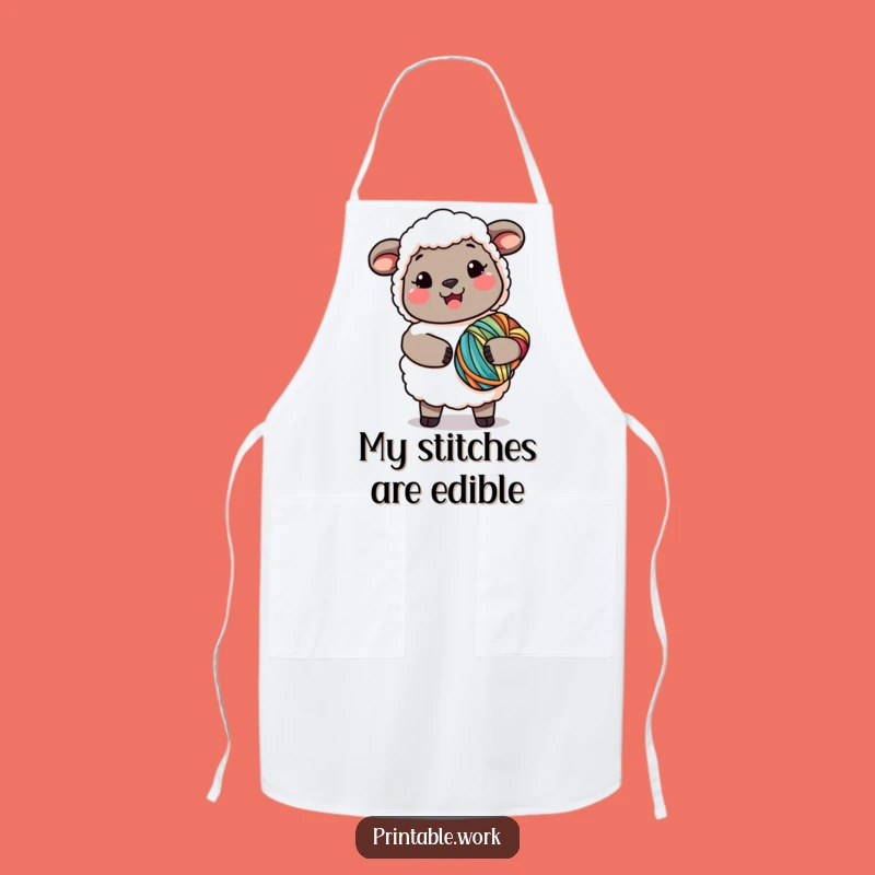 Funny Kawaii Sheep Yarn Apron: Protect Your Clothes with This Funny Crafting Apron