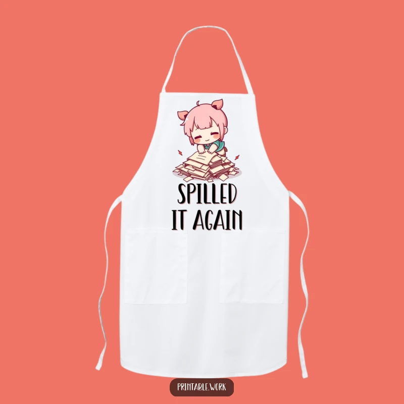 Funny Kawaii Tripping Papers Apron - Humorous Gift for Clumsy Cooks