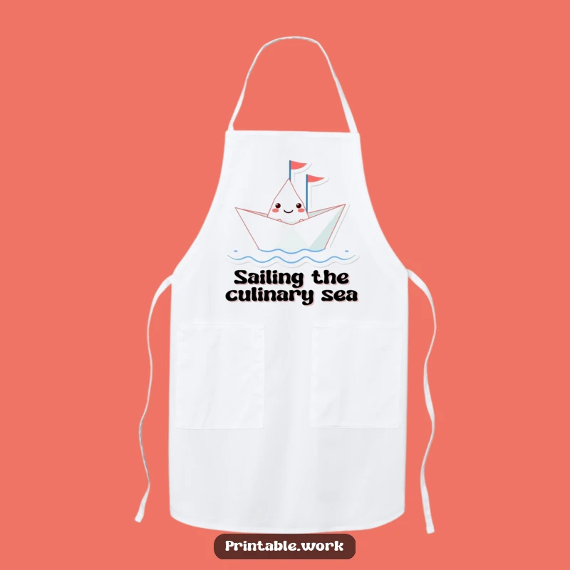 Funny Paper Boat Apron: Sail Through Kitchen Tasks with Humor Gift