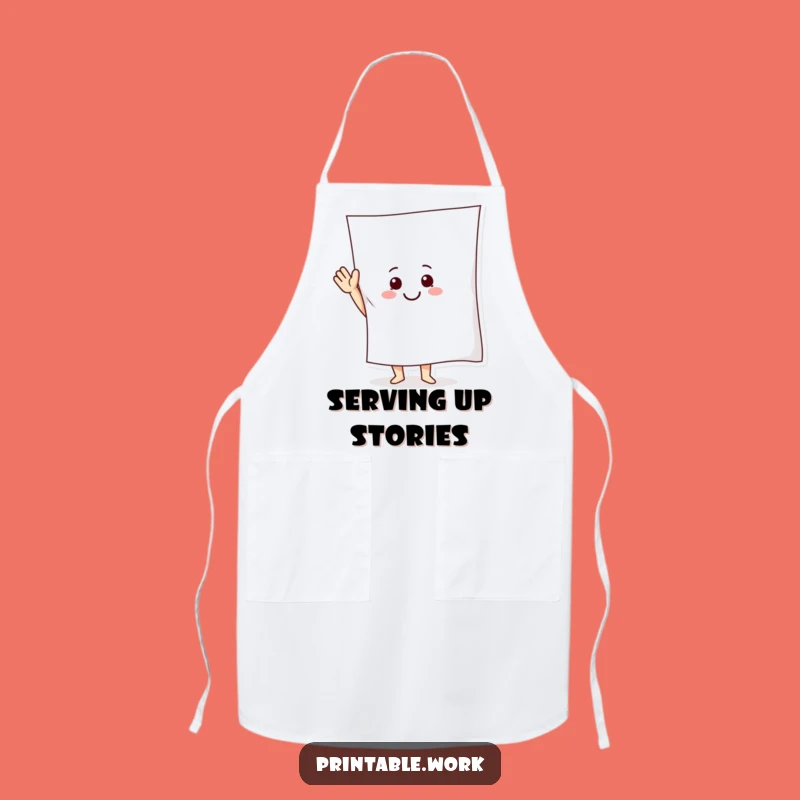 Funny Paper Chef Apron: Smiling Waving Character, Humorous Kitchen Accessory, Perfect Funny Gift
