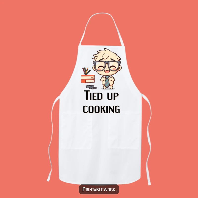 Funny Stapler Tie Mishap Apron: Cook Up Laughs in the Kitchen with This Hilarious Design