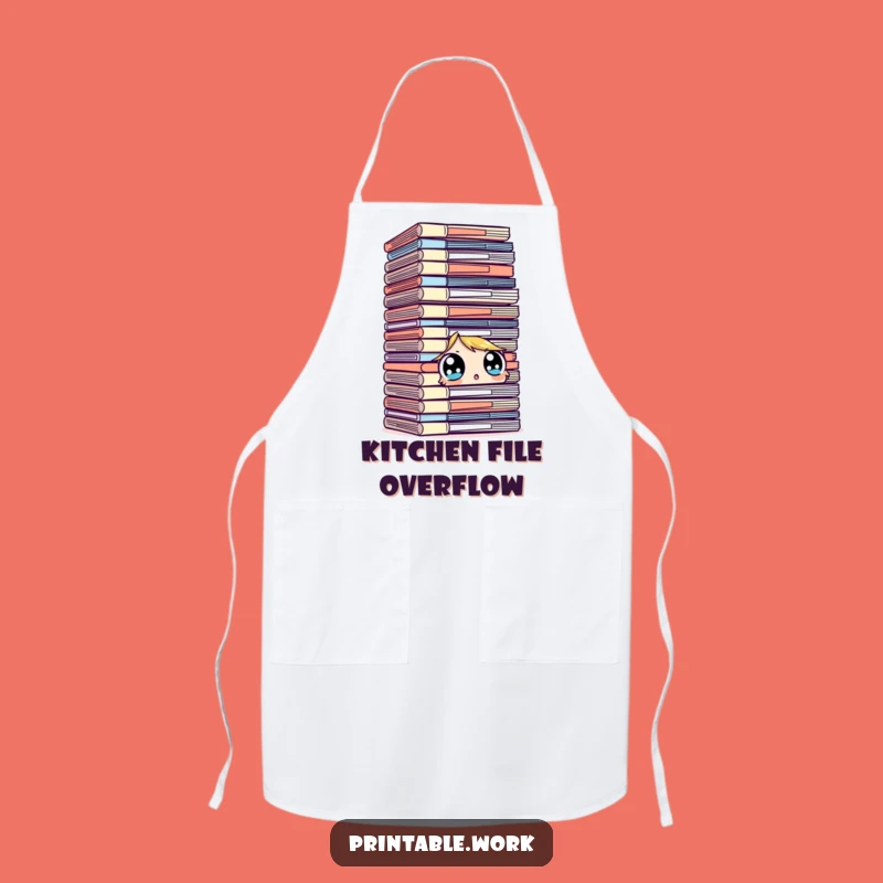 Funny Overwhelmed Apron: File Shock in the Kitchen, Perfect Funny Gift