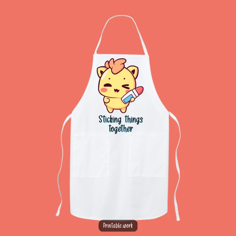 Funny Kawaii Apron: Glue Stick Crafter, Create with Mischief Funny Gift!
