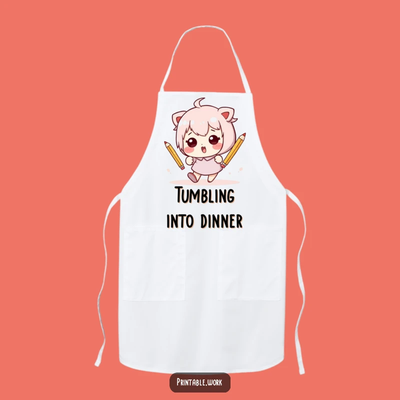 Funny Kawaii Tumble Apron - Cook with Comical Flair!