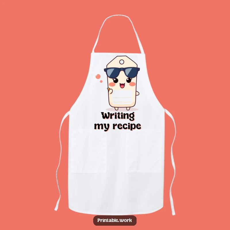 Funny Paper Tag Apron: Happy Sigh Pencil Kitchen Wear for Chefs
