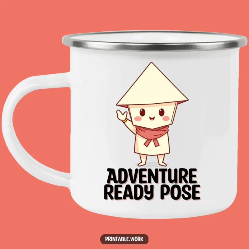 Funny Paper Posed Camping Mug: Dapper Character with Hat, Stylish Outdoor Fun, Perfect Funny Gift