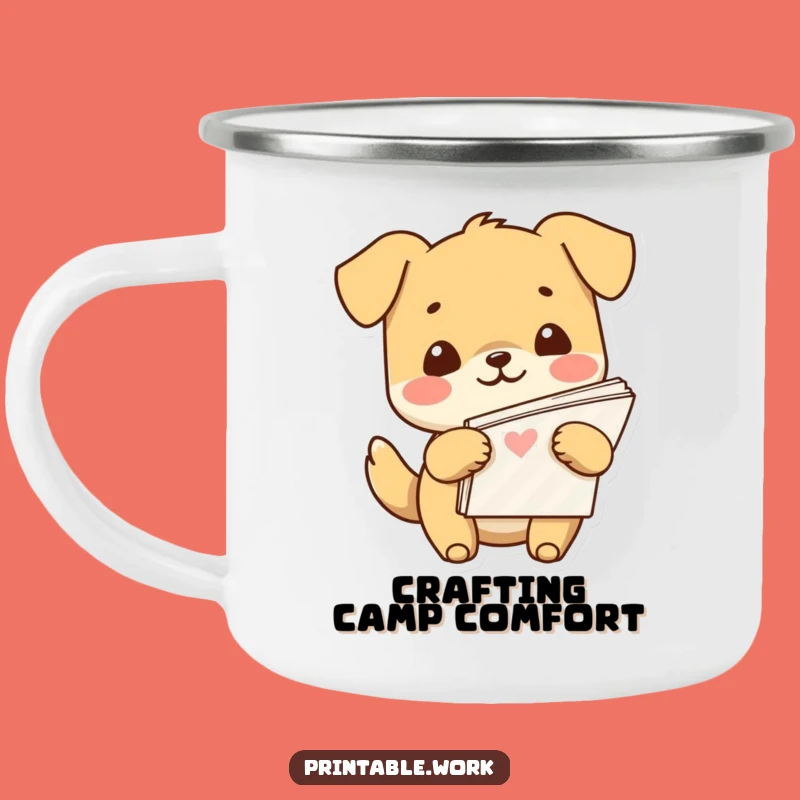 Funny Kawaii Dog Paper Adventure Camping Mug: Your Go-To for Trails and Crafts