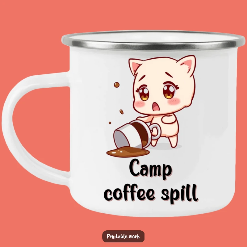 Funny Coffee Spill Surprise Camping Mug: Sip Your Brew with a Laugh Outdoors