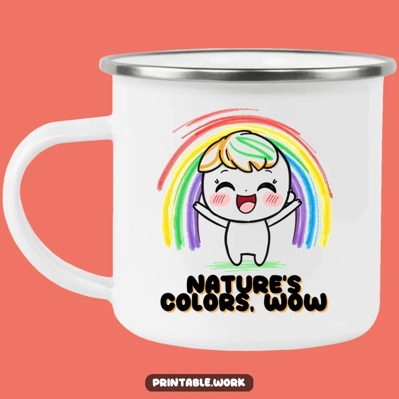 Funny Crayon Character Camping Mug: Rainbow Art Mug, Great Funny Gift