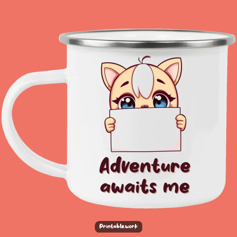 Funny Curious Blank Page Camping Mug: Adventure and Inspiration On-the-Go