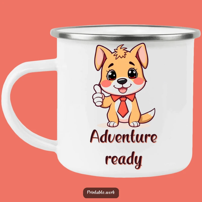Funny Dog Tie Thumbs-Up Camping Mug - Enthusiastic Sips Outdoors, A Hilarious Funny Gift