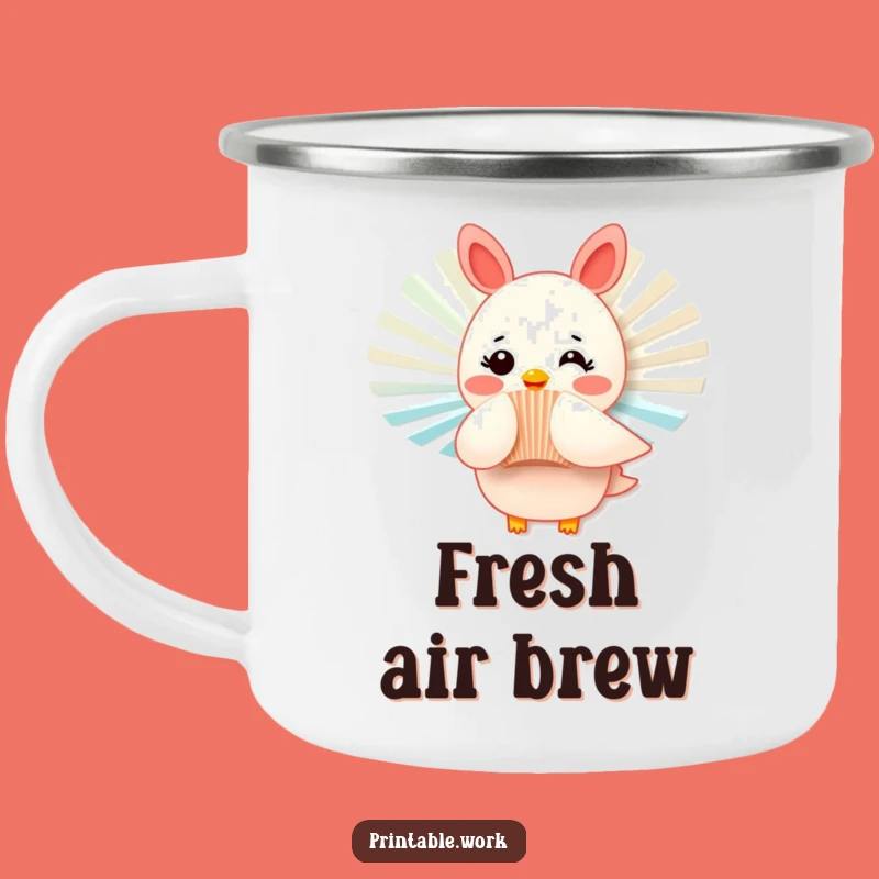Funny Fan Camping Mug: Fluttering Brew, Humorous Outdoor Gift