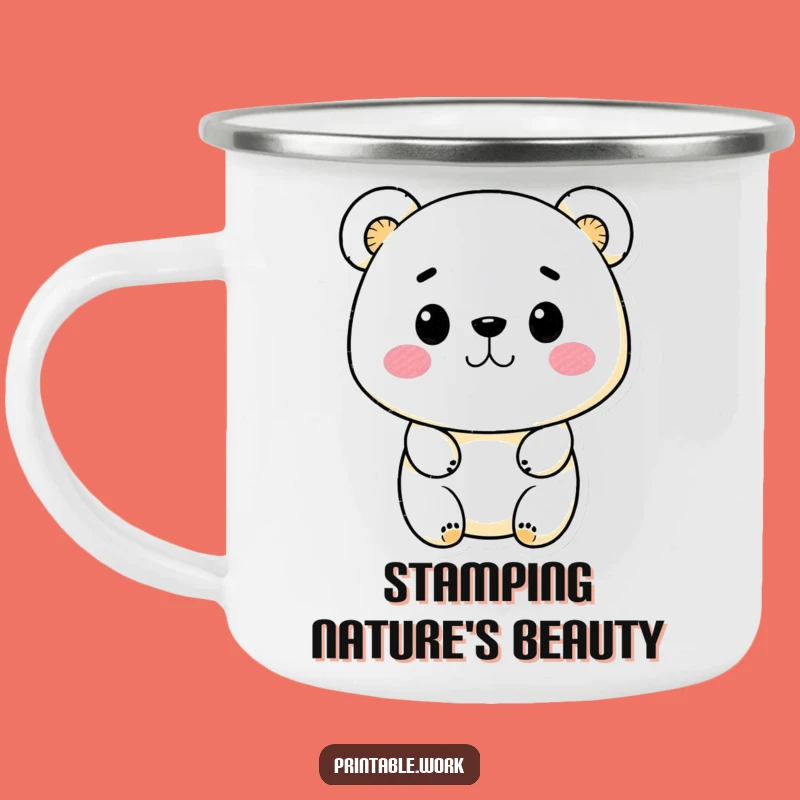 Funny Kawaii Bear Stamp Artist Camping Mug: Art and Adventure Combined
