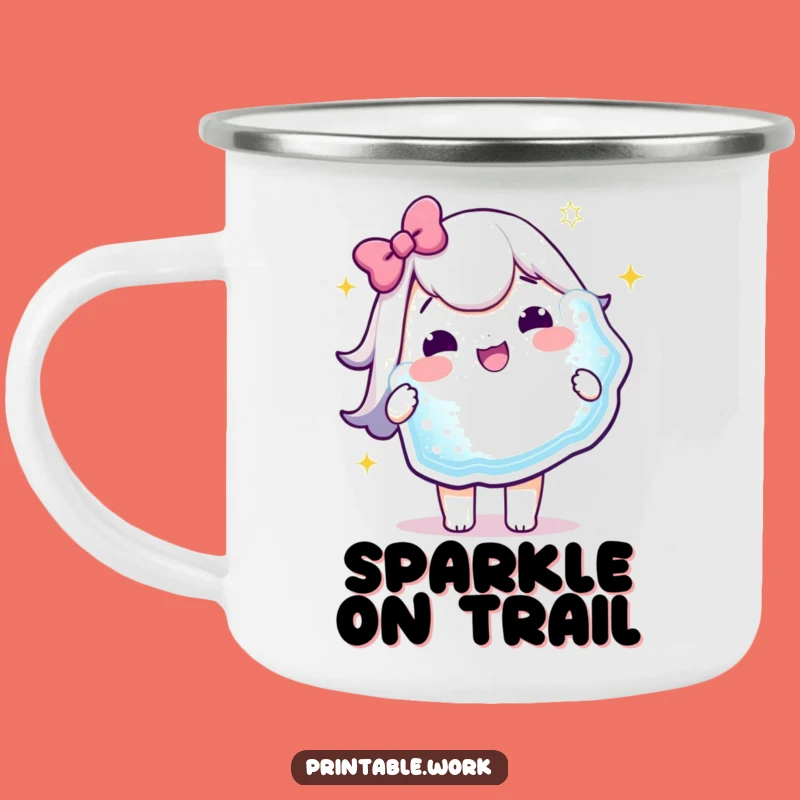 Funny Kawaii Camping Mug: Sparkly Sticker Adventure, Perfect Funny Gift!