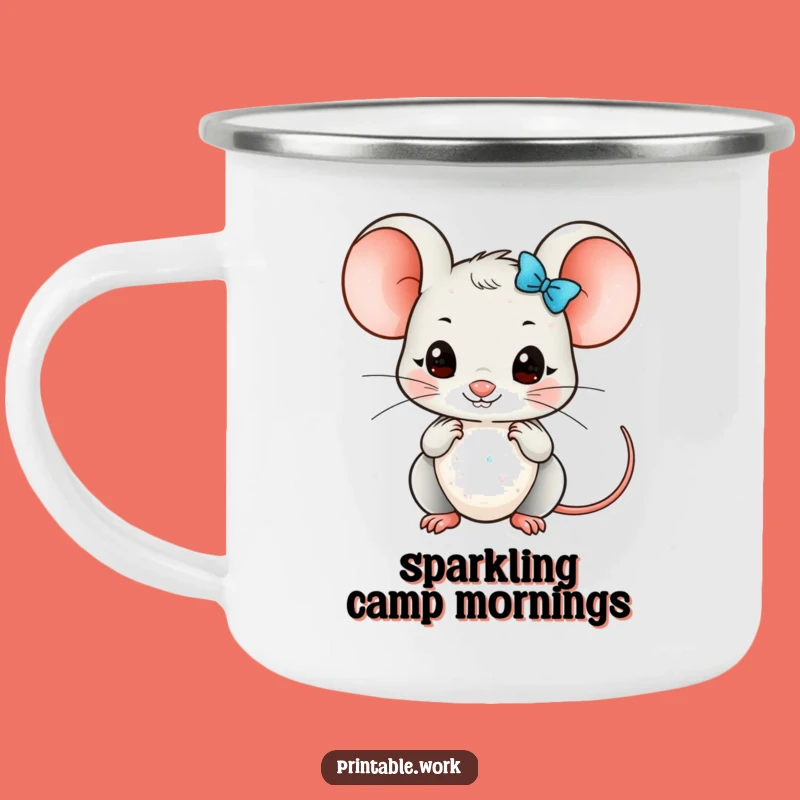 Funny Kawaii Mouse Glitter Camping Mug: Sparkle on Your Adventures