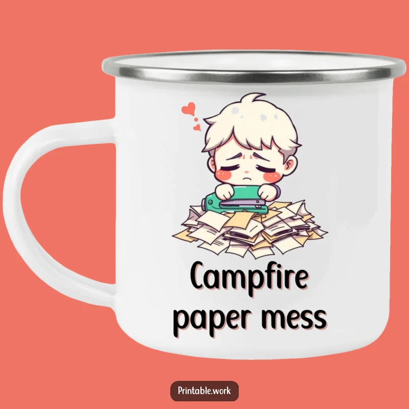 Funny Office Camping Mug: Outdoor Stapling Adventures, Perfect Funny Gift