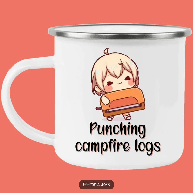 Funny Office Struggle Camping Mug: Rugged Large Hole Punch, Perfect Humorous Outdoor Gift