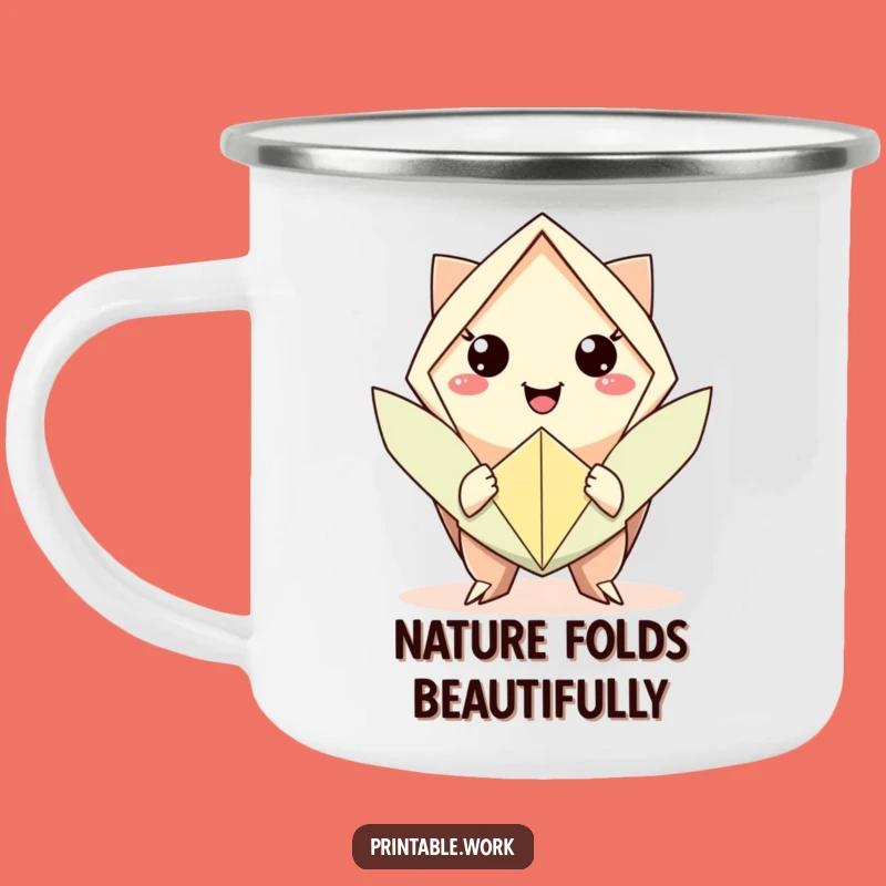 Funny Origami Smile Camping Mug: Your Companion for Artistic Outdoor Moments