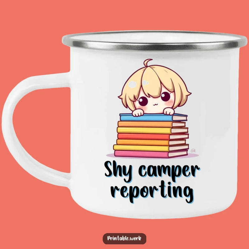 Funny Shy Kawaii Camping Mug: Outdoor Reader Cup, Perfect Funny Gift