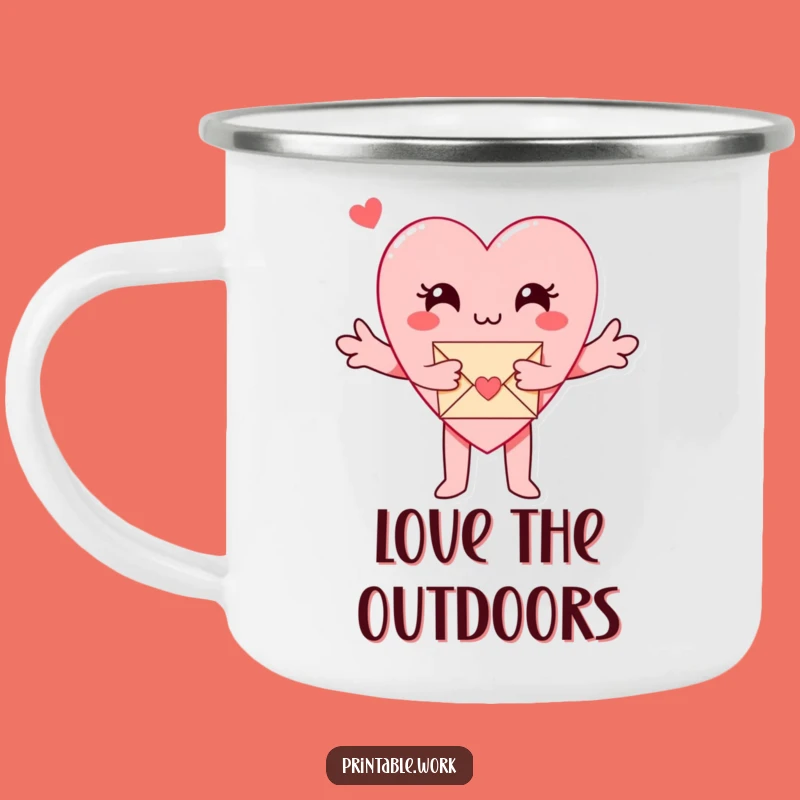 Funny Paper Heart Camping Mug: Hugging Love for Outdoor Adventures