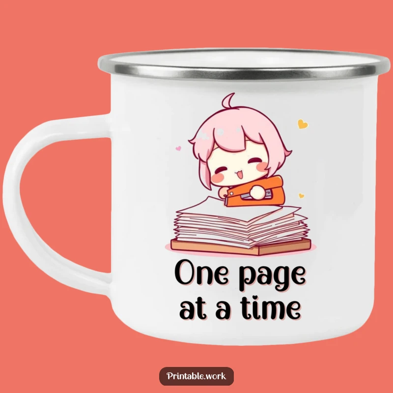 Funny Stapler Fail Character Camping Mug - Outdoor Office Humor