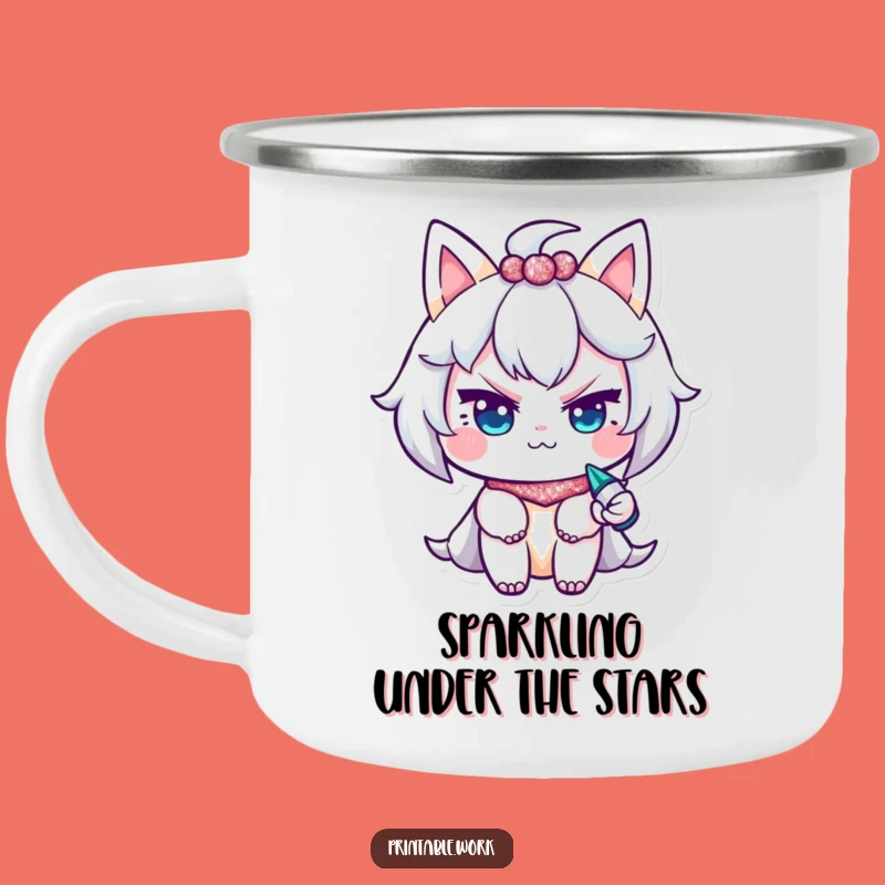 Funny Glitter Wink Camping Mug: Mischievous Character, Durable & Humorous Outdoor Gift