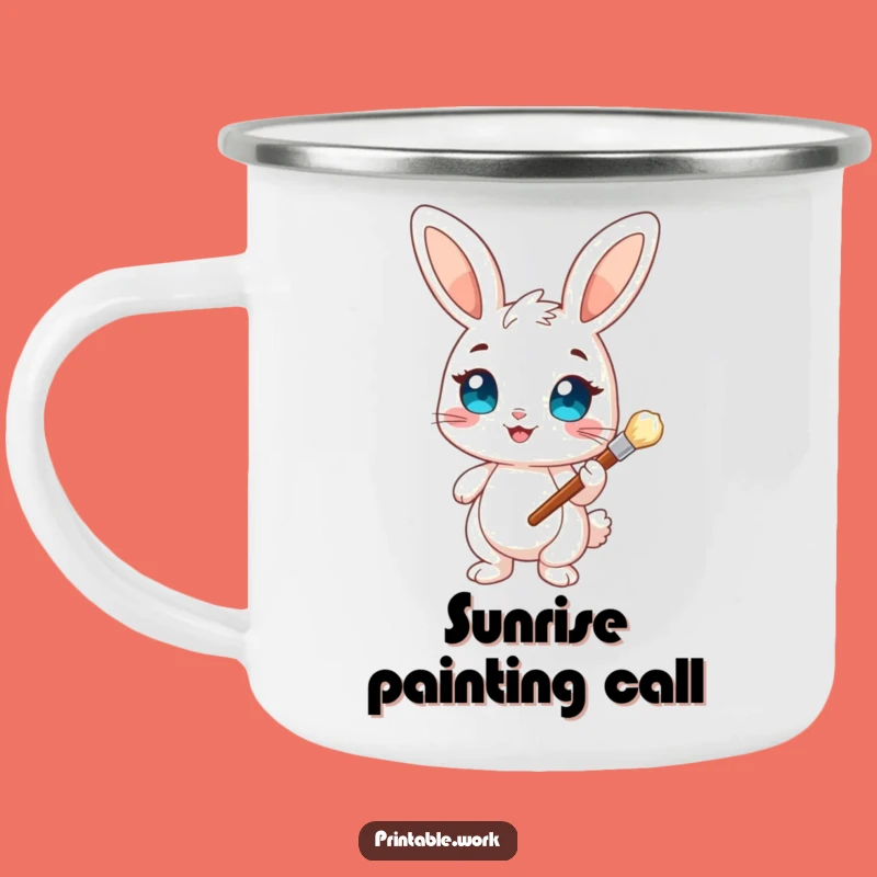 Durable Bunny Artist Camping Mug - Funny Creative Outdoor Gift