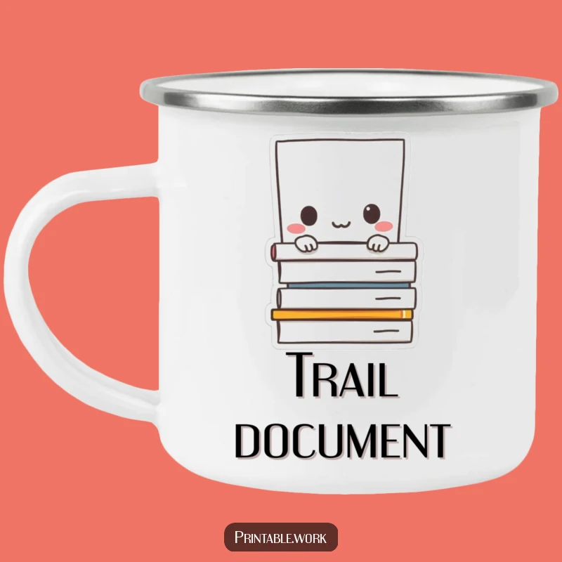 Funny Paper Camping Mug: Peeking character, rugged and hilarious for the observant adventurer.