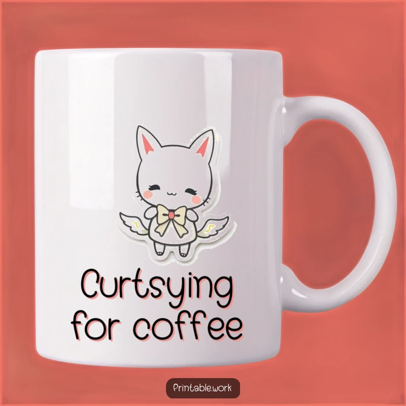 Funny Paper Character Curtsy Mug: Elegant & Hilarious Gift for Charm