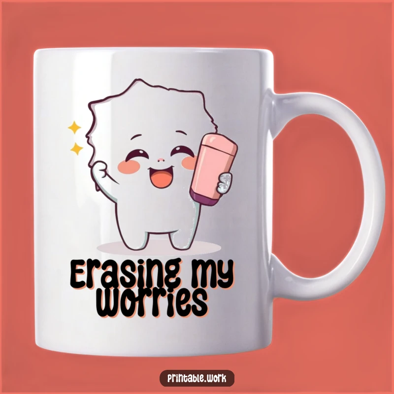 Funny Giggling Eraser Character Mug: Uncover Fun with Joyful Mishaps