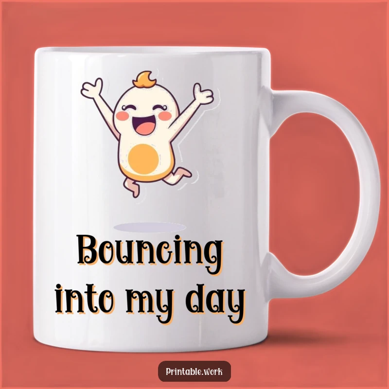 Funny Bouncing Stencil Character Mug: Leap into Fun with Creative Energy