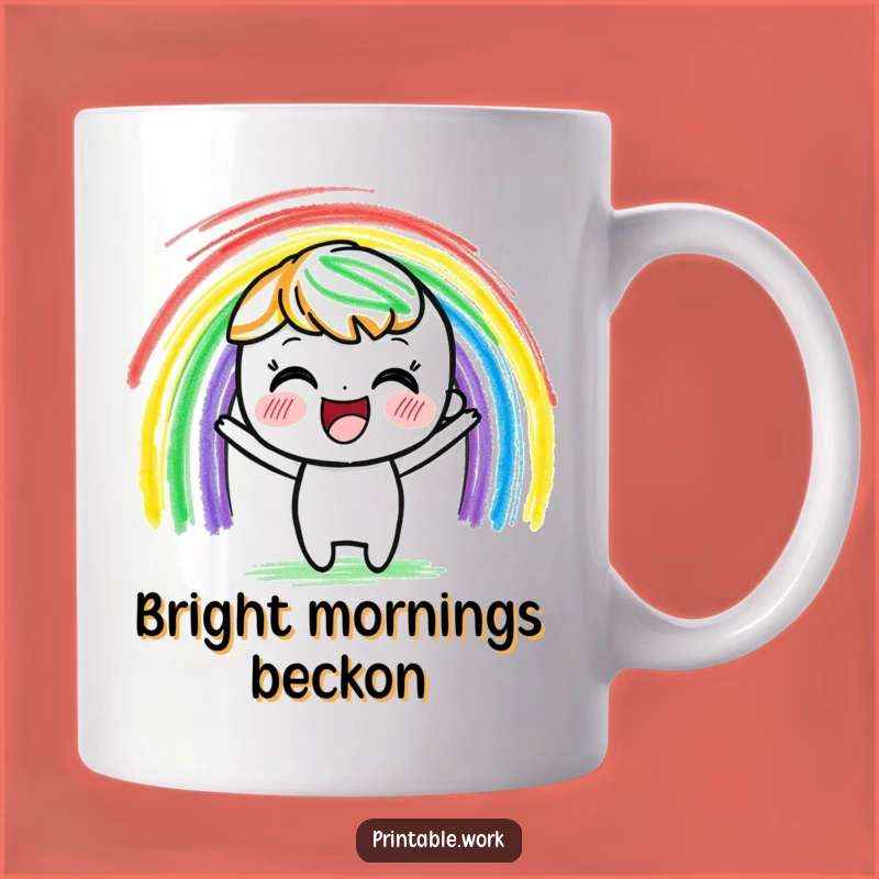 Funny Crayon Mug: Delighted Artist Character Rainbow Gift for Creative Joy