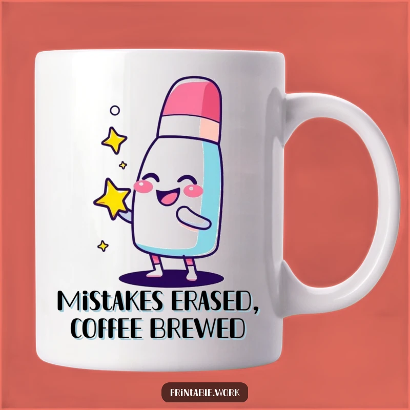 Funny Eraser Mug: Giggling Polisher Character Gift for Cleaning Up Mistakes
