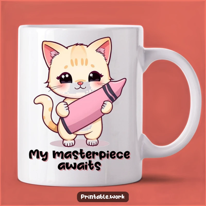 Funny Kawaii Cat Crayon Artist Mug: A Hilarious and Cute Painting Gift Idea