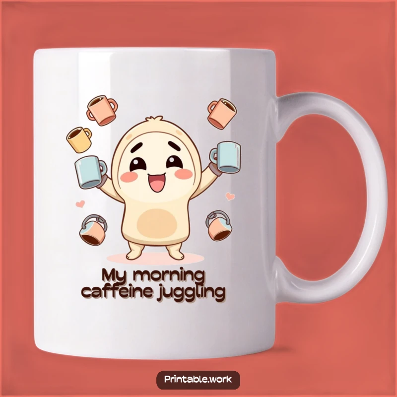 Funny Kawaii Coffee Mug Juggler Gift - Enthusiastic Character Cuteness Overload
