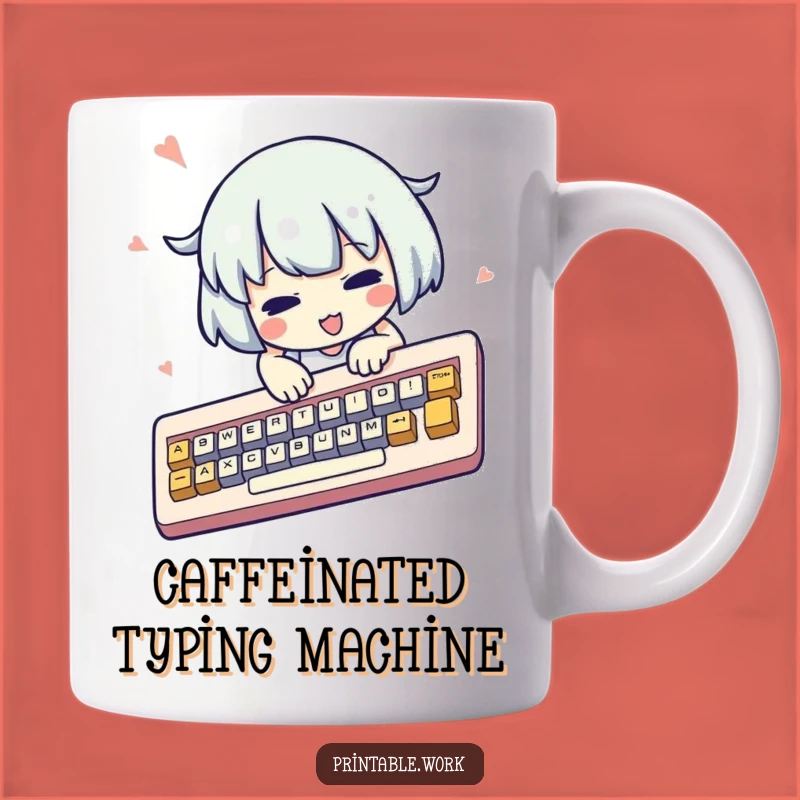 Funny Kawaii Typist Mug: Frantic Keyboard Action, The Ultimate Funny Gift for Gamers