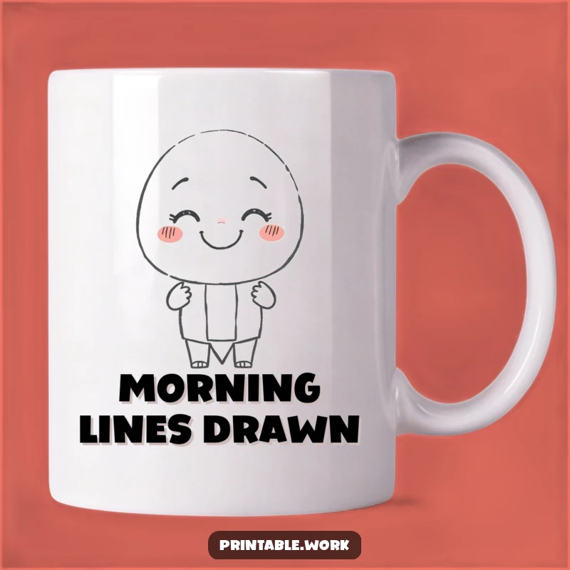 Funny Pencil Mug: Smiling Artist Character Drawing Fun Gift for Creatives
