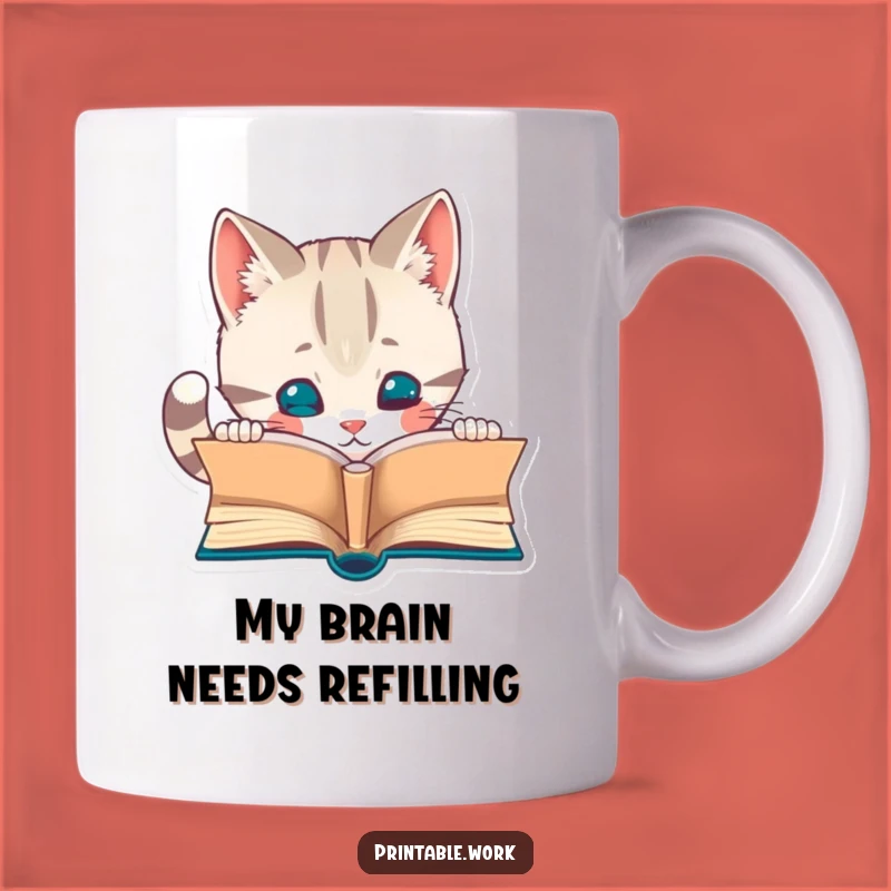 Funny Curious Cat Reading Mug: A Whimsical Book Lover Gift for Cat Enthusiasts