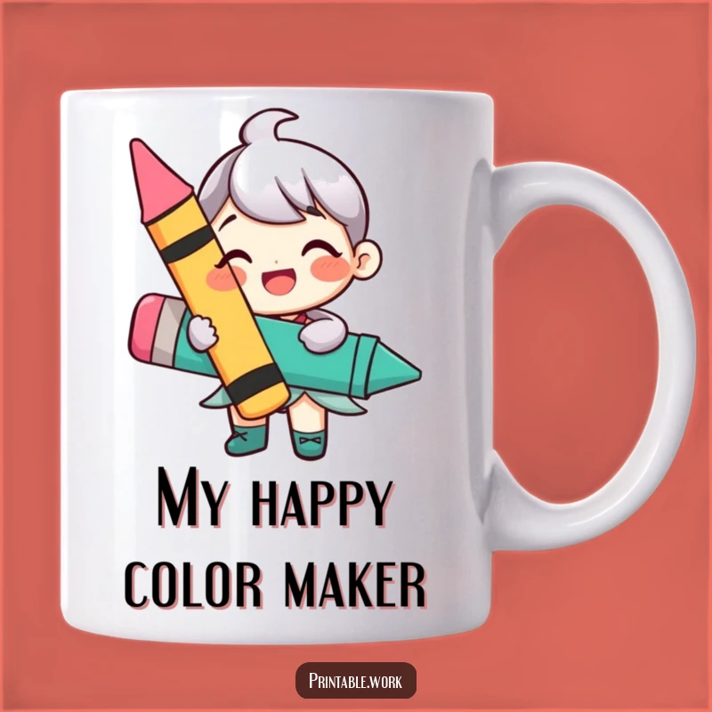 Funny Happy Crayon Character Mug: A Joyful and Colorful Gift Idea