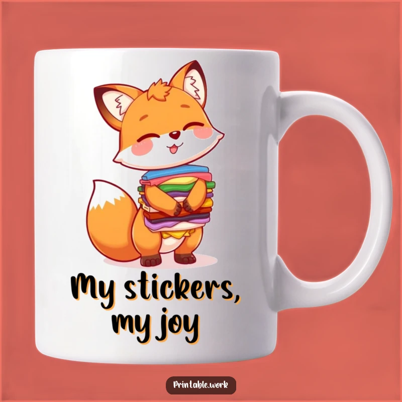 Funny Giggling Fox Sticker Artist Mug - Hilarious Fox Gift for Sticker Lovers
