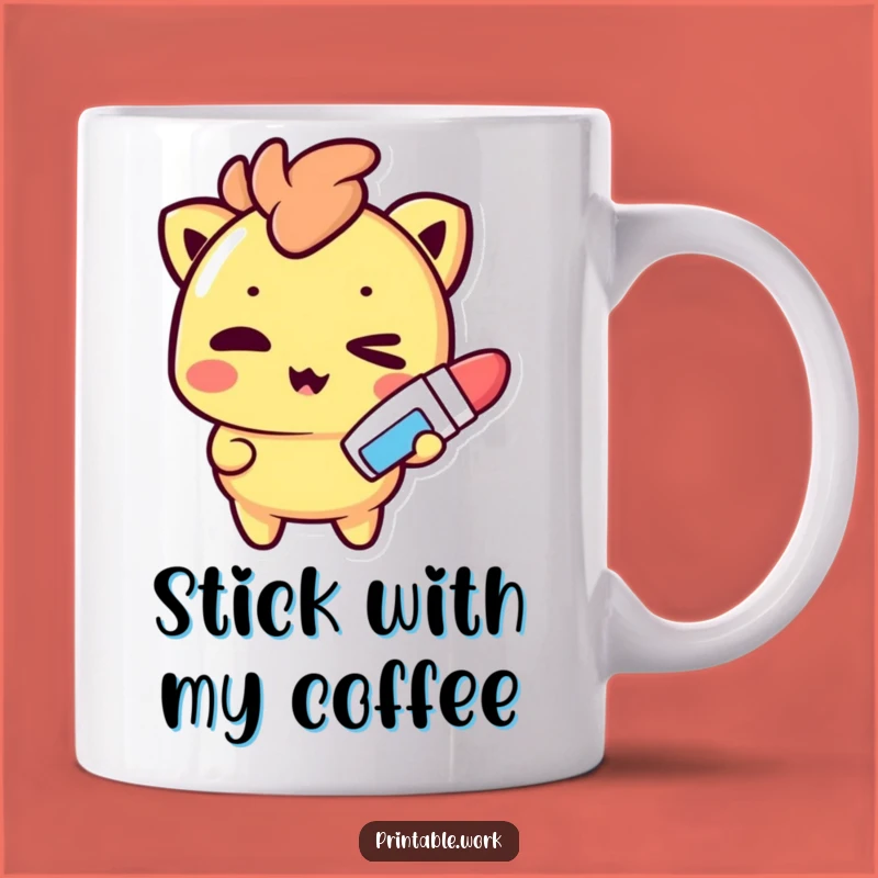 Funny Kawaii Glue Stick Mug: Winking Mischief Maker, Perfect Funny Gift!