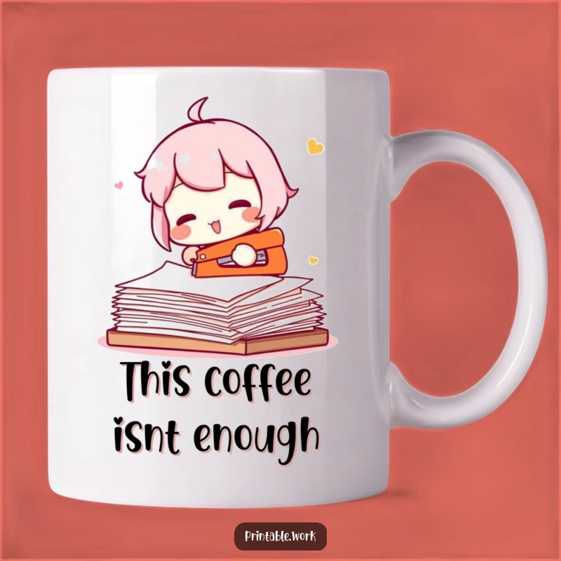 Funny Stapler Fail Character Mug - Hilarious Office Struggle Gift